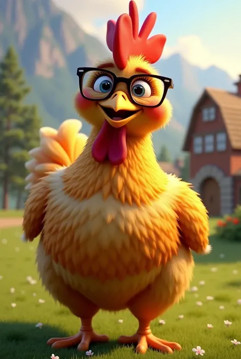 Realistic Chicken with glasses and smile