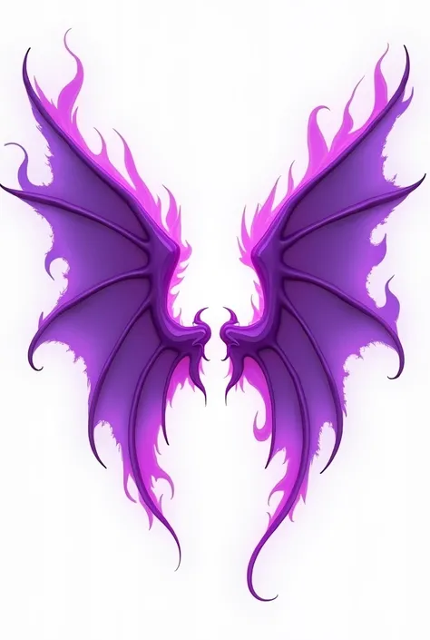 make demon wings with purple flame aura and make the graphics like 2d cartoon , without human just the wings only with white background