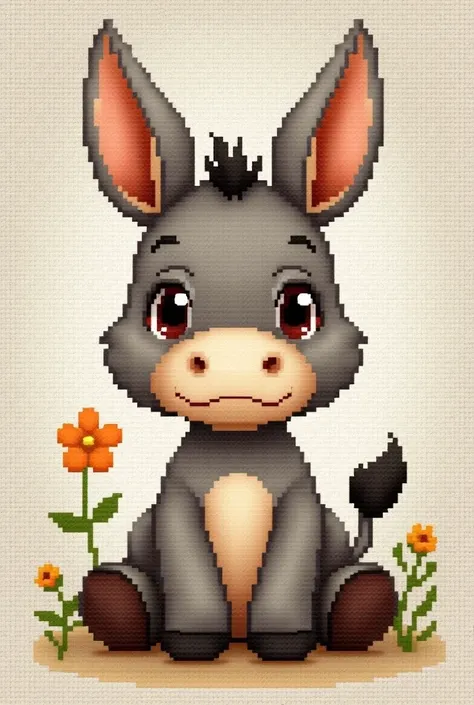 cute little donkey, scross stitch pattern
