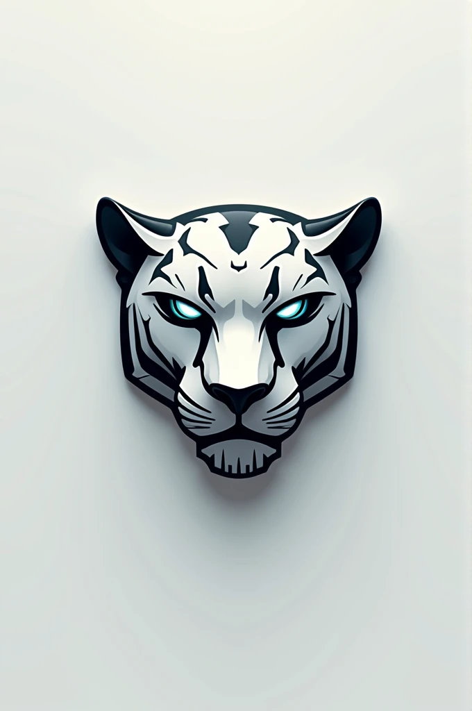 Minimalist logo with the head of a robotic jaguar for a sportswear brand 