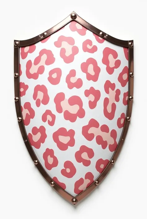 A shield with baby pink and white leopard 