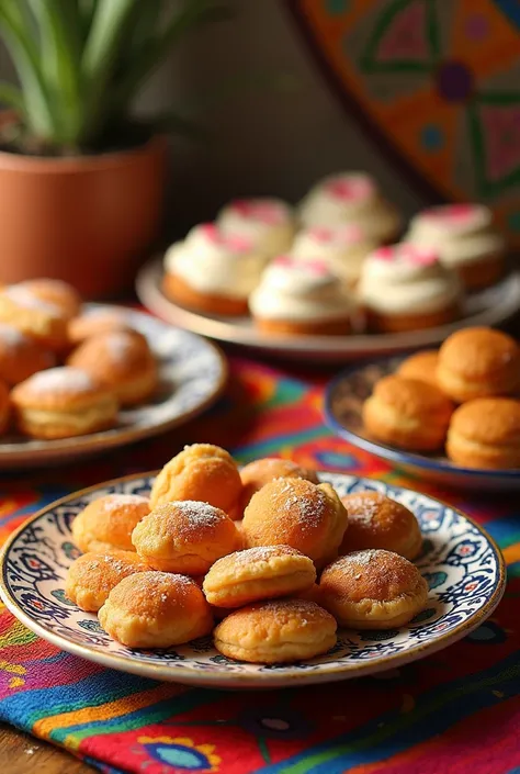 On a tablecloth many Bolivian sweets