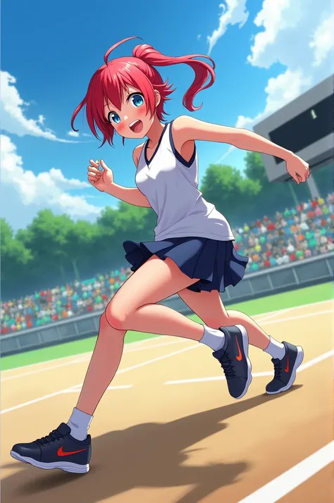 Anime girl doing sport 
