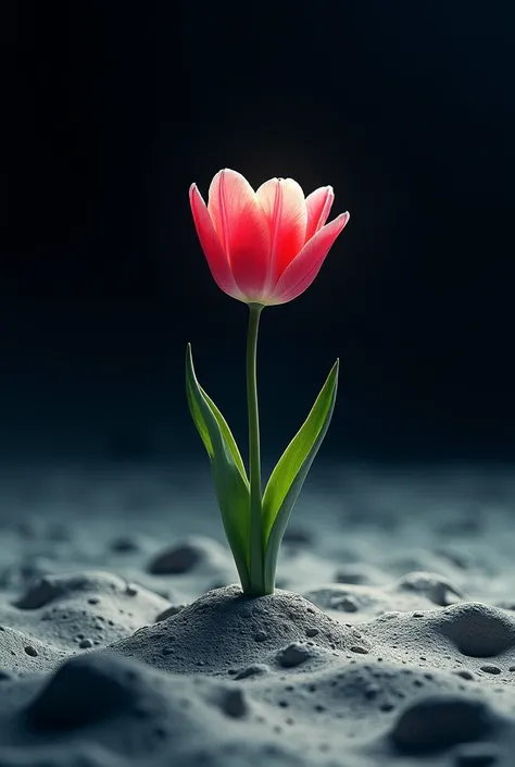 A tulip sprouted above the moon