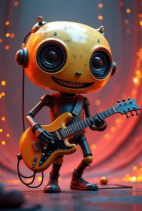 Create an animated character or mascot named "Mandrião" that has to do with guitar