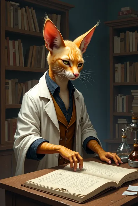 Khajiit in the form of a scientist