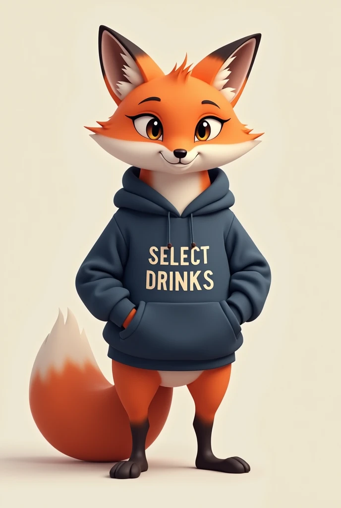 a fox wearing a sweatshirt that says select drinks


