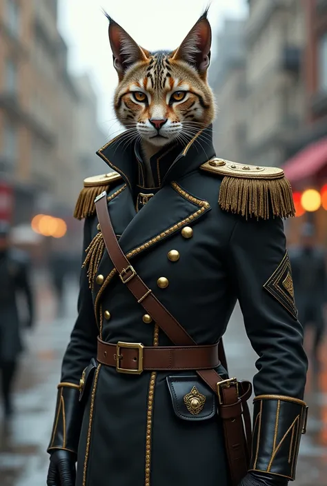 Khajiit from the game Skyrim, in modern Cossack uniform.