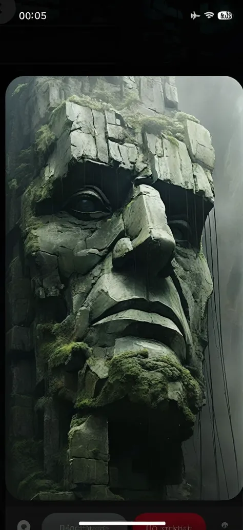 there is a large statue of a man with a face made of rocks, giant head statue ruins, matte painting of human mind, in the art st...