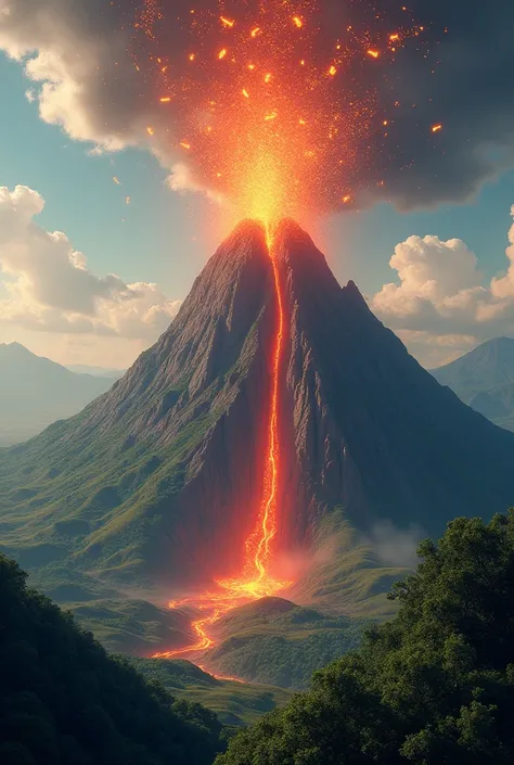 Create a volcano from which musical notes come out instead of lava
