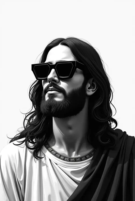 Create Jesus with black and white Greek style sunglasses