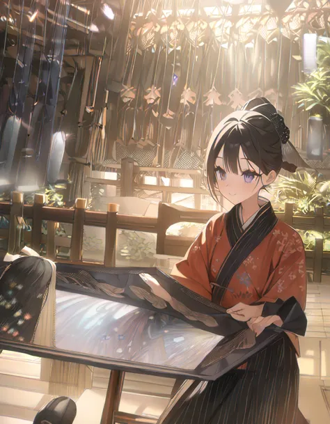 masterpiece, ultra high quality, 16k resolution, finely detailed, breathtakingly beautiful anime girl, summer festival, goldfish scooping, struggling, intense concentration, frustrated yet determined, looking slightly away, crowded festival scene, joyful f...