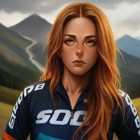 Girl cycling in the mountain