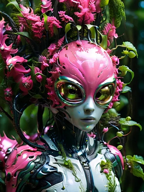 alien flora, breeding on the trees, on another planet alien, futuristic, foam, tactical, sleek, highly detailed forest, sunny da...