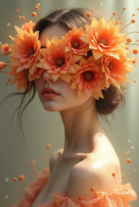 woman with flowers covering her eyes