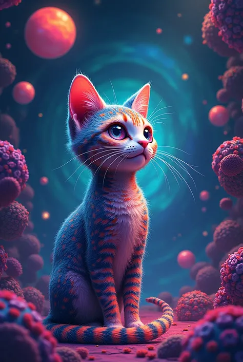 Psychedelic cat listening to music in 4k