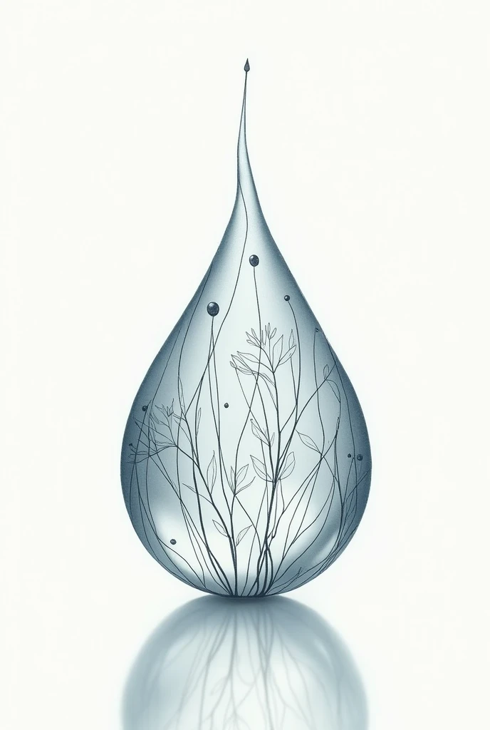 I want a drop of water formed by the Lines of drawings of plants of lines