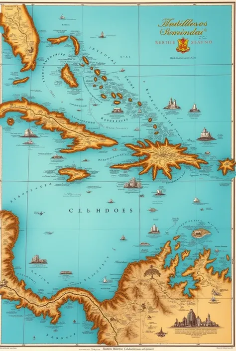 Create a map of the Antilles islands (Monserrat, snows, Antigua, bermuda, marie galat, san cristobal, guadalupe) a map as if they were a single federal country 