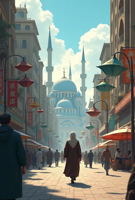 A Muslim went for a walk in a city