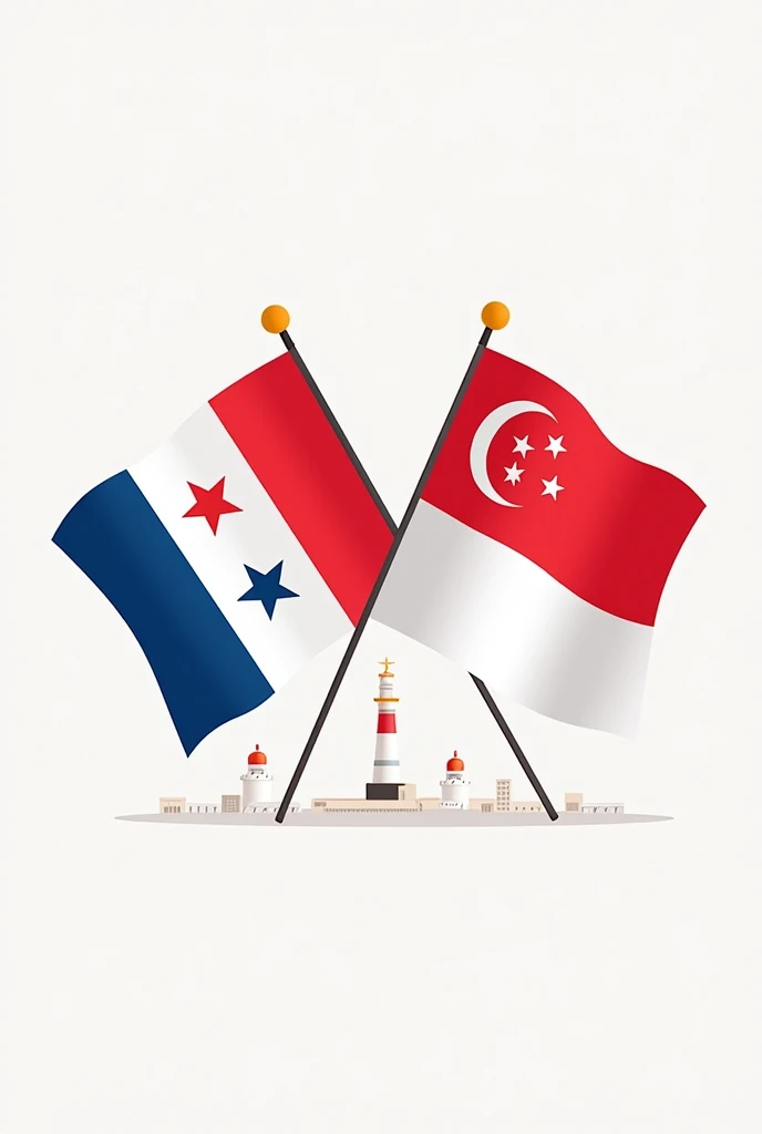 An image for a presentation of the flag of Panama and Singapore together 
