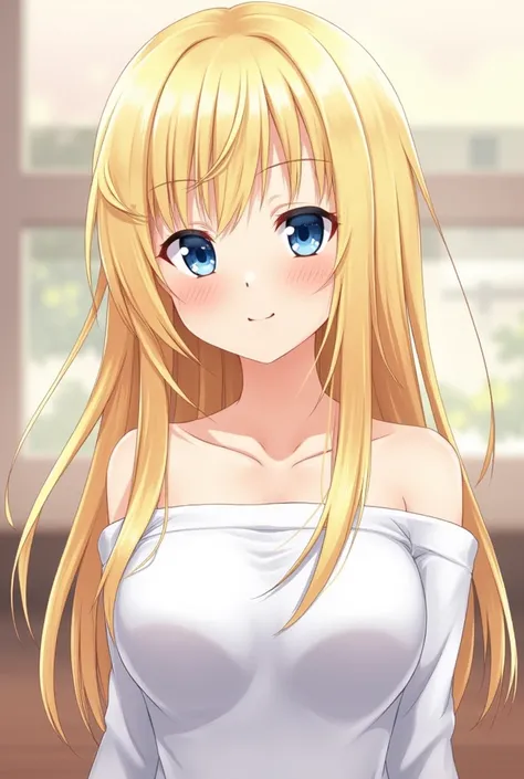 2,in the style of Hegre, 1girl, blonde hair, blue eyes, blurry, blurry background, breasts, depth of field, lips, long hair, looking at viewer, medium breasts, realistic, smile, solo