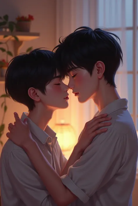 Two Korean boys kissing