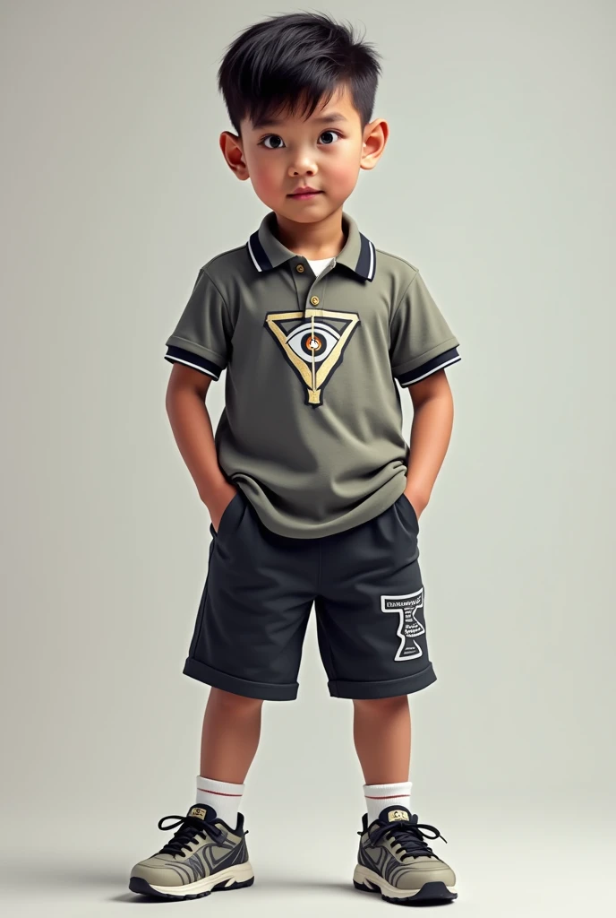 Polo and shorts design with a triangle and an eye in the center, that it is a unique and urban model and that young people and children like it 