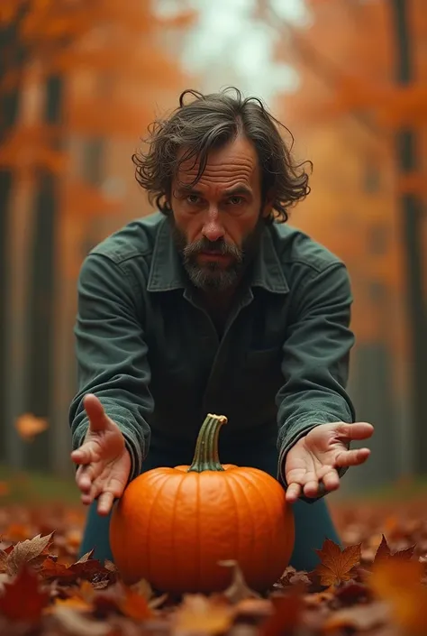 A man craving a pumpkin