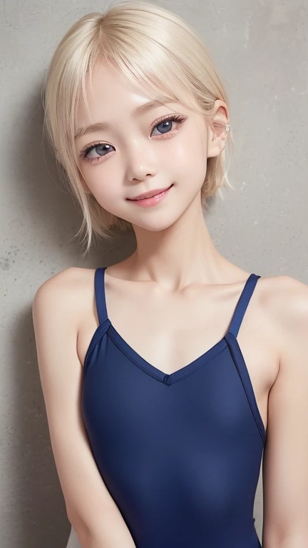 ((sfw:1.5)),((sfw:1.5)),((sfw:1.5)),((sfw:1.5)),((from4/5above:1.5)),((From head to groin:1.5)) Korean Asian Teenager Photos、((Beautiful and cute idol girl:1.5))、Platinum Blonde Hair、11yo,((Single eyelid：1.5. Small, narrow eyes:1.2))、Thin face、Thin neck、((...