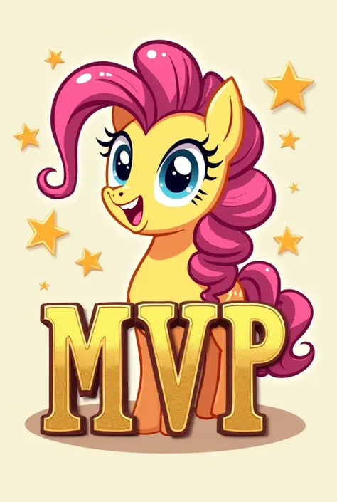 My little pony emoji with text mvp in gold 
