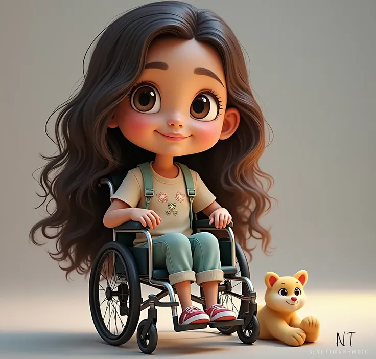 Animated Girl wheelchair 2D realistic