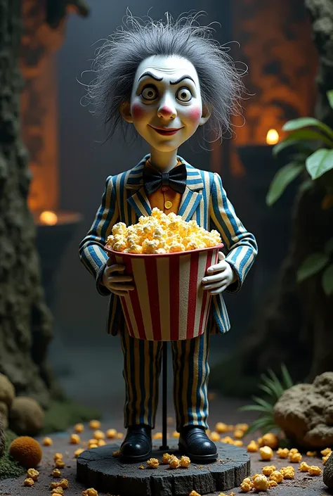 a popcorn bucket holder inspired by the movie beetlejuice, creative and innovative