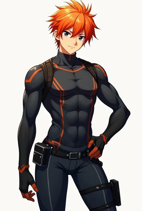 Male character named leoncom  with dark orange hair full body anime style image