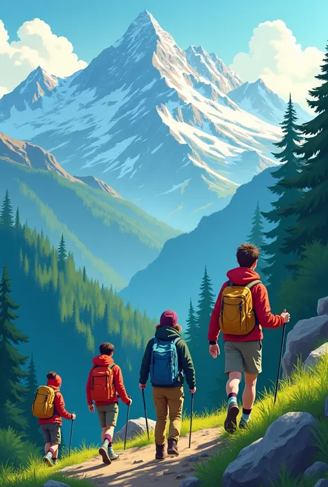 Make a poster that says young people and the background is mountains
