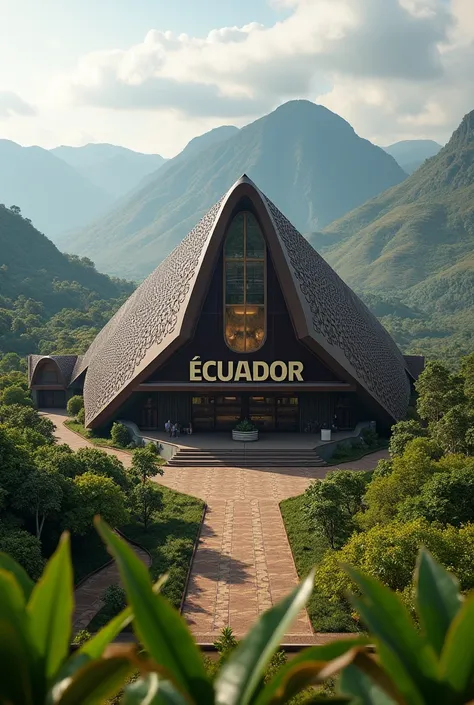 large modern chocolate factory that has a sign that says "Ecuador"