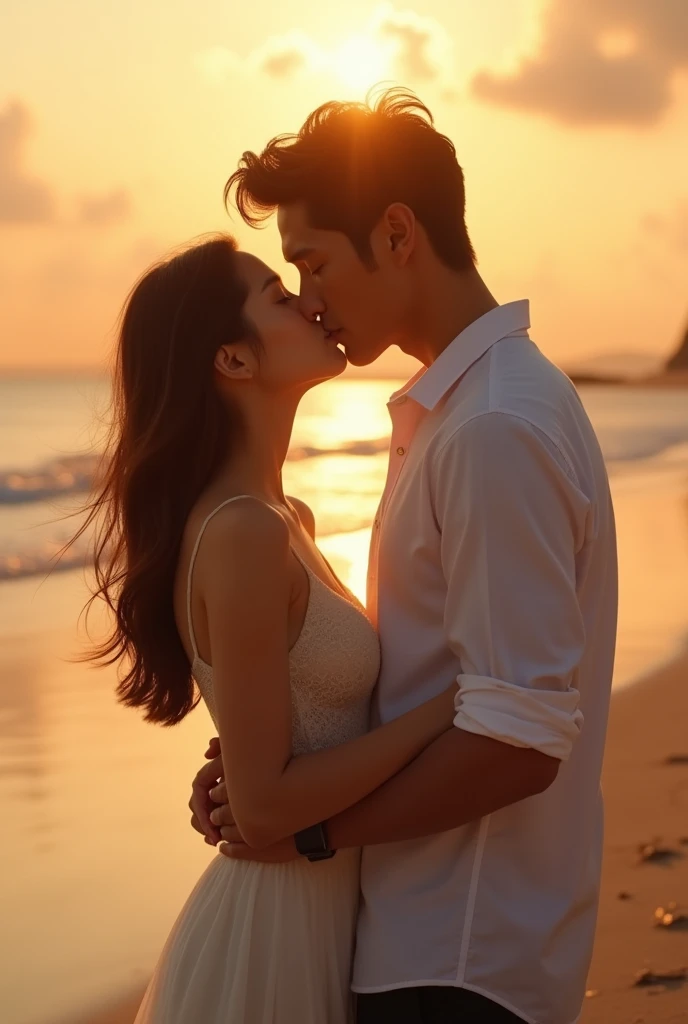 Jennie Kim and Rowoon kissing on the beach 