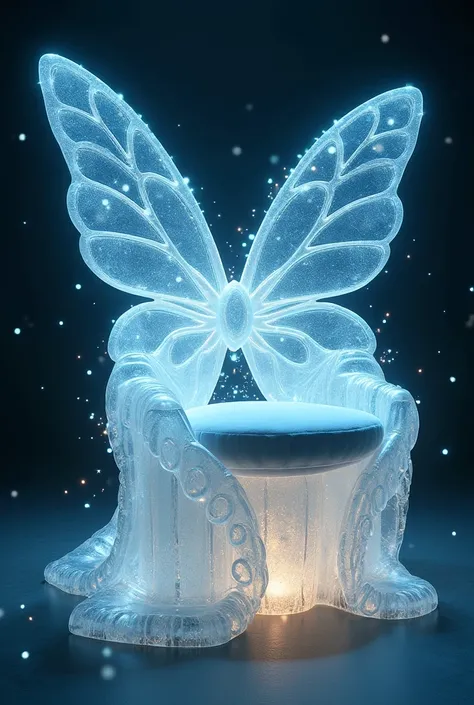 Flying chair, without legs, with a seat cushion type cushion, celestial throne type, made of celestial crystals, with firefly lights, with a large backrest in the shape of magical butterfly wings. Designed for your enchanted place. It is