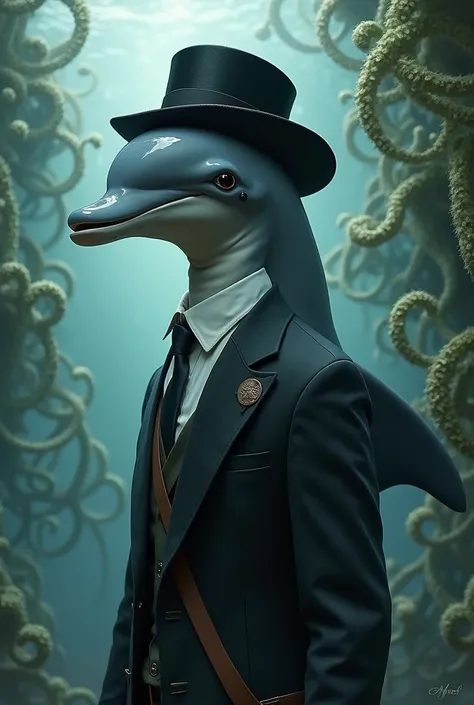 Dolphin man with a black hat 