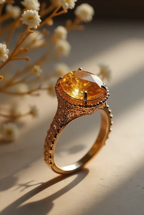 engagement ring with a different golden sapphire jewel 