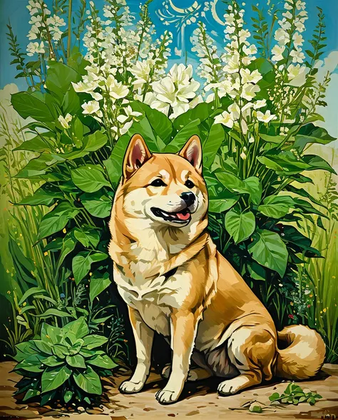 score_9, score_8_up, score_7_up, score_6_up, score_5_up, score_4_up,heavy oil painting,,shiba inu,algerian flora,