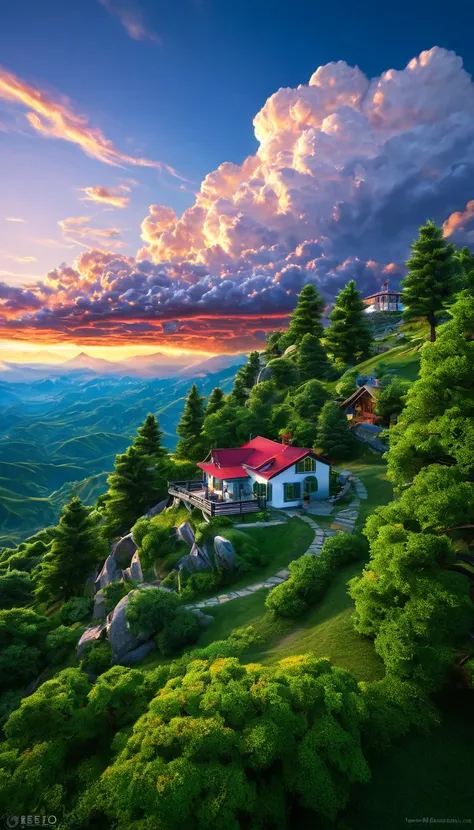 summer sky,photorrealistic,highly realistic,extremely details,stunningly lifelike,high contrast realism,high saturation realism,swirly vibrant colors,dramatic lighting,captivating landscape,compelling narrative,atmospheric scene,Mesmerizing visuals,details...