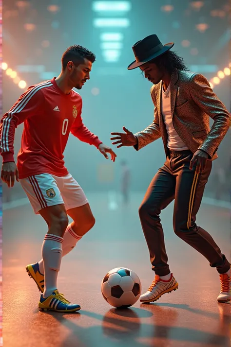 Cristiano Ronaldo playing ball with Michel Jackson