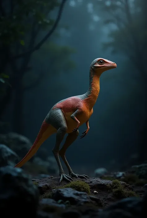 Smallest dino- Compsognathus in dark background