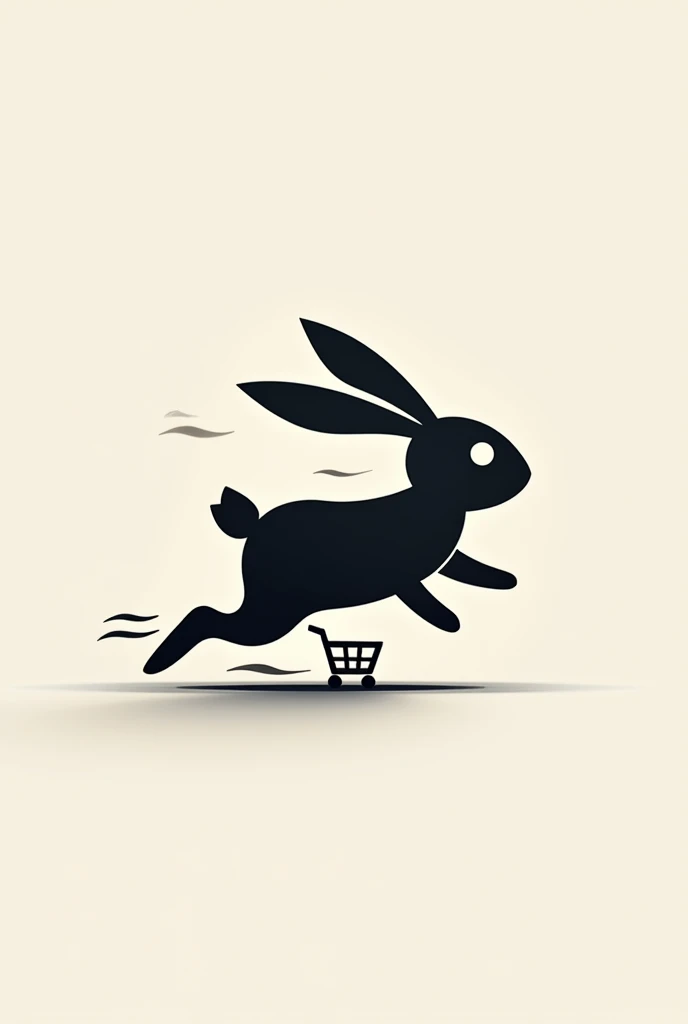 Isotype that has the silhouette of a running rabbit and a shopping cart
