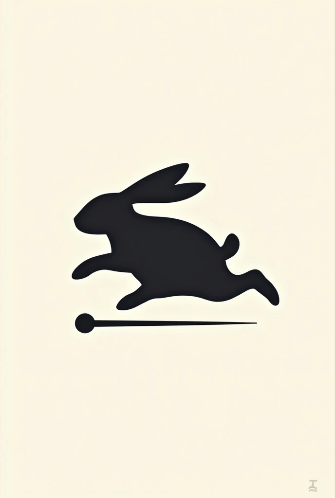 Isotype that has the silhouette of a running rabbit and a shopping cart
