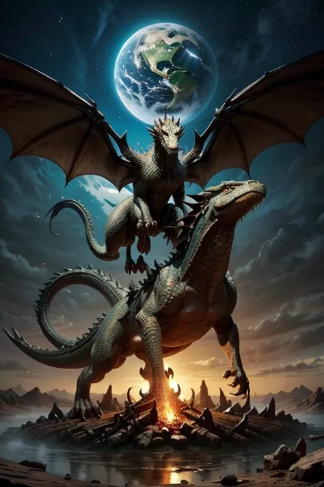 dragons coming out of the earth and destroying the earth