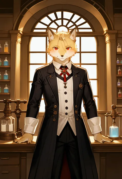 cover page, highres, top quality, best quality, paid reward available, unparalleled masterpiece, perfect artwork, absurdres, High-quality illustrations, super high resolution, detailed background, perfect anatomy(1boy, solo, kemono, furry anthro, alchemist...