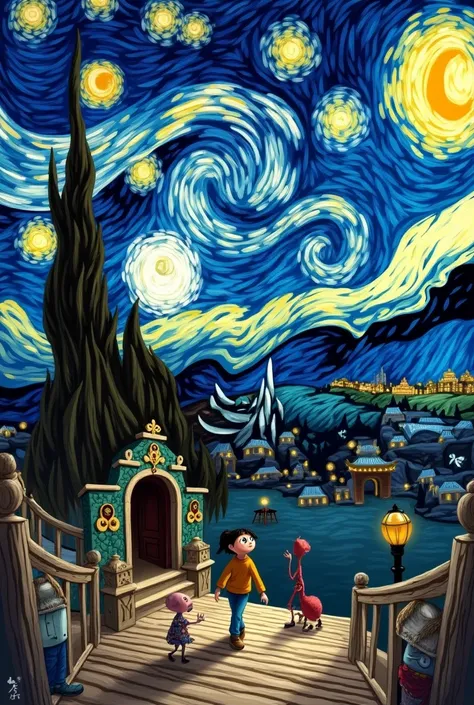 Coraline movie, Van Gogh&#39;s Starry Night,  Mulan Disney Movie