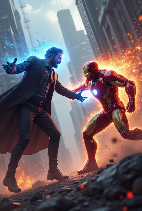 Doctor Destiny fighting Iron Man 