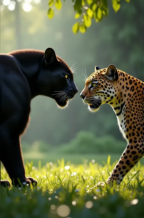 90kg Puma vs 80kg Jaguar, both looking at each other and in profile